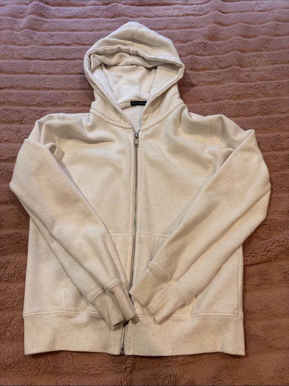 Brandy Melville Cream Zip-Up Hoodie (size OS)